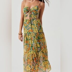 ASTR Brandy floral lace up dress - adjustable with a stretchy back panel